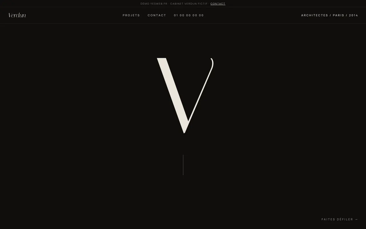 Exemple de site internet pour architecte, direction Image First, créé par yesweb